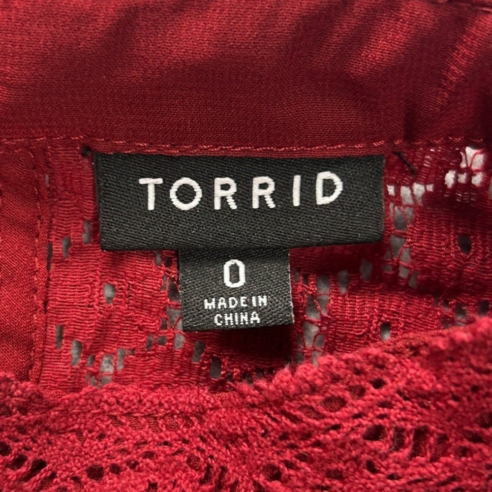 Torrid Lace Blouse Long Sleeve Size 0 Red Romantic Gothic Victorian Crochet Top - Picture 3 of 6